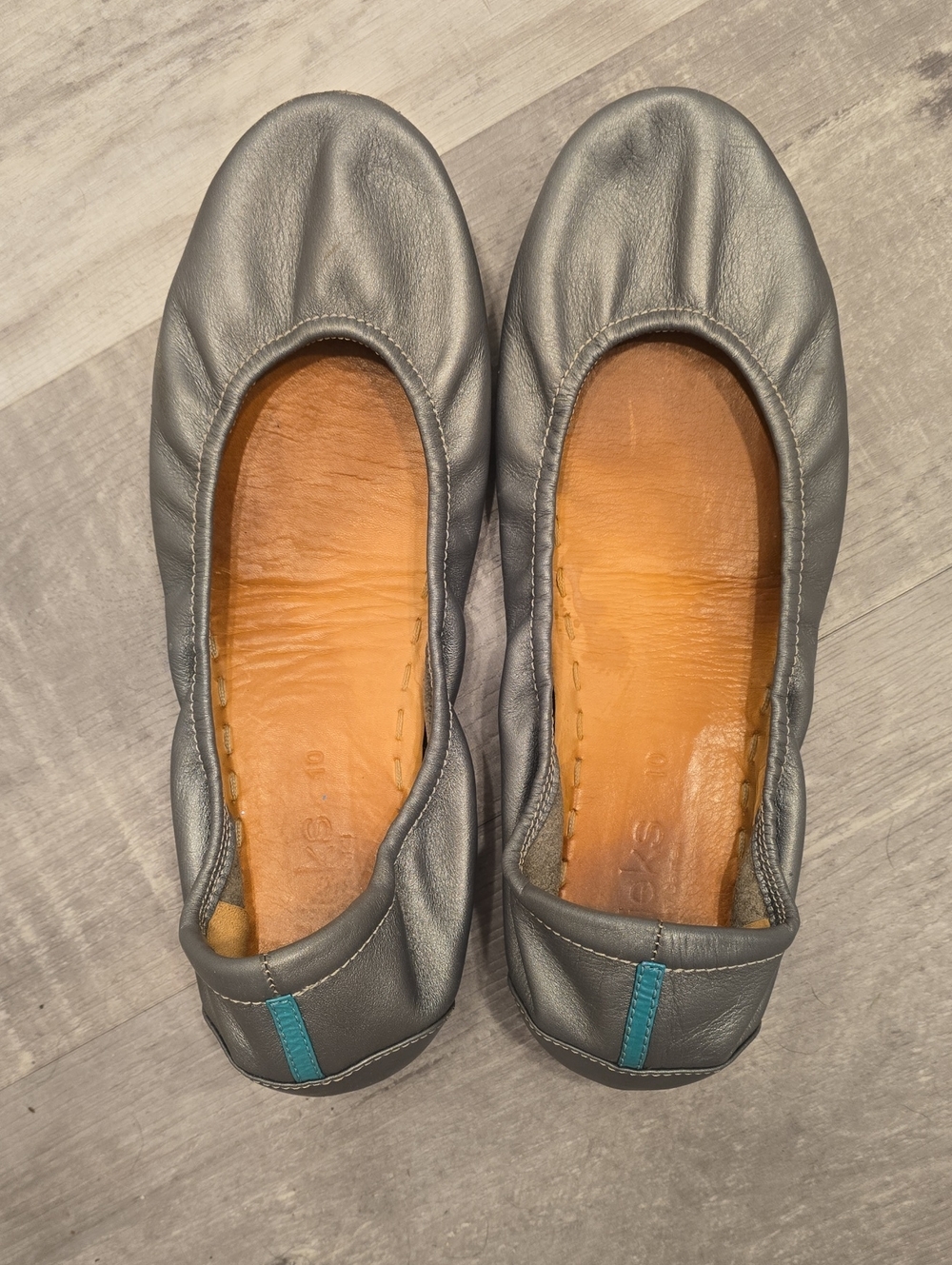 Tieks Metallic Pewter Ballet Flats 10